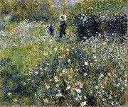 Mujer con una sombrilla en un jarden Pierre-Auguste Renoir